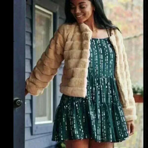 Altar'd State Felix Sequined Dress Hunter Green Tiered Women's Size Small NWOT